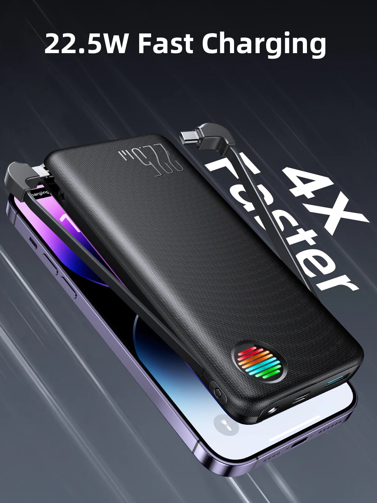 Powerbank JR-L014 22,5 W avec deux câbles 10 000 mAh
