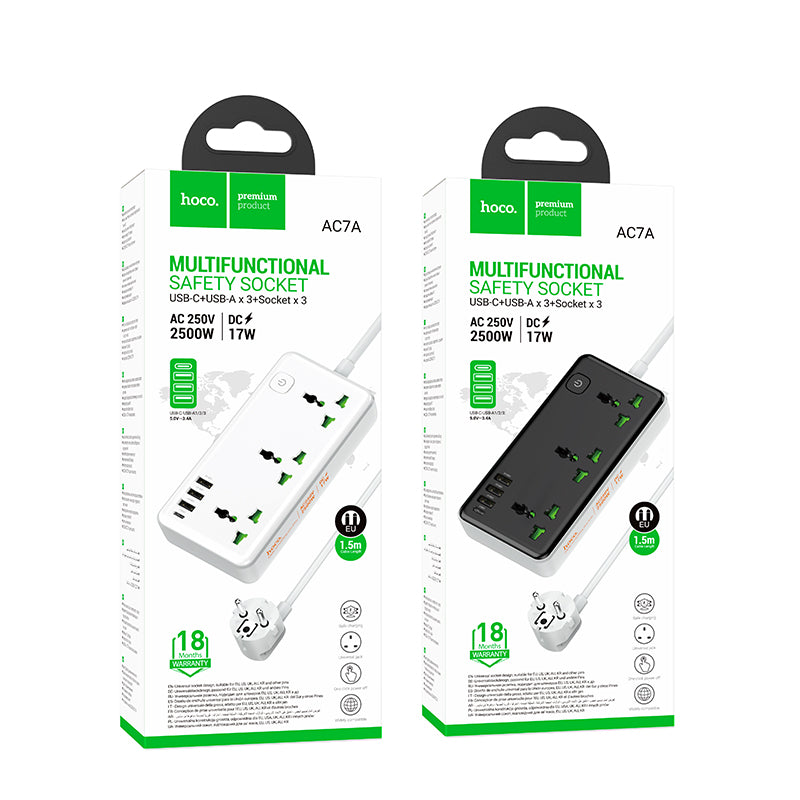Chargeur USB HOCO AC7A 10A 17W 7 Ports - Noir