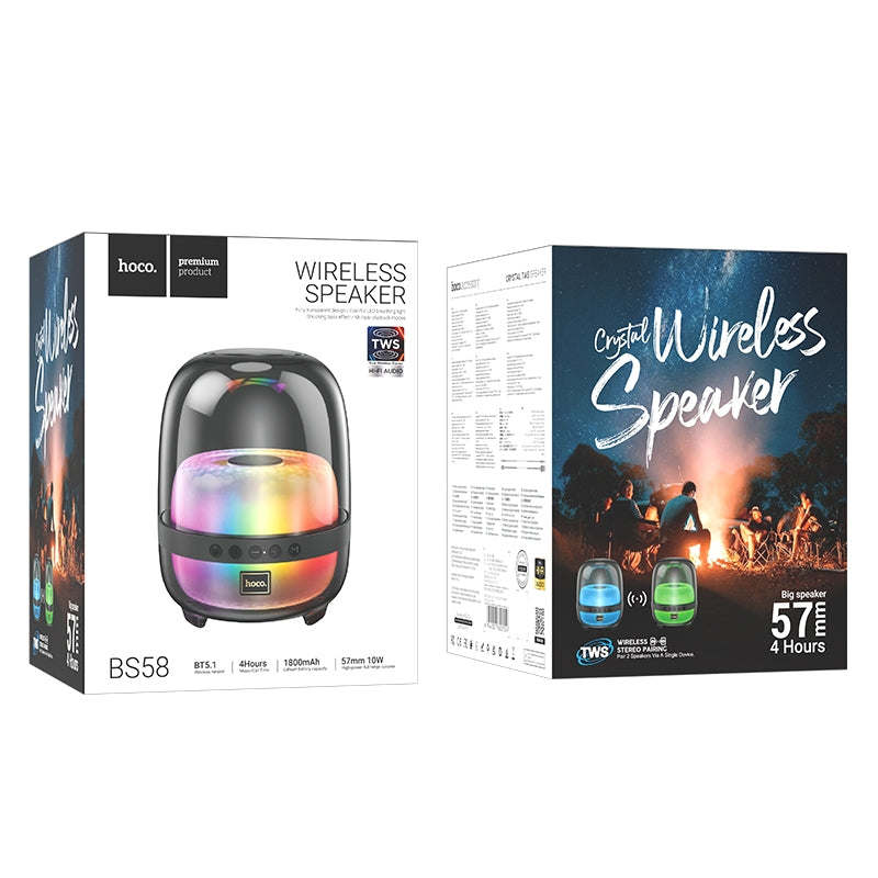 Haut-parleur Bluetooth 5.1 Lumineux Couleur Cristal - Hoco BS58