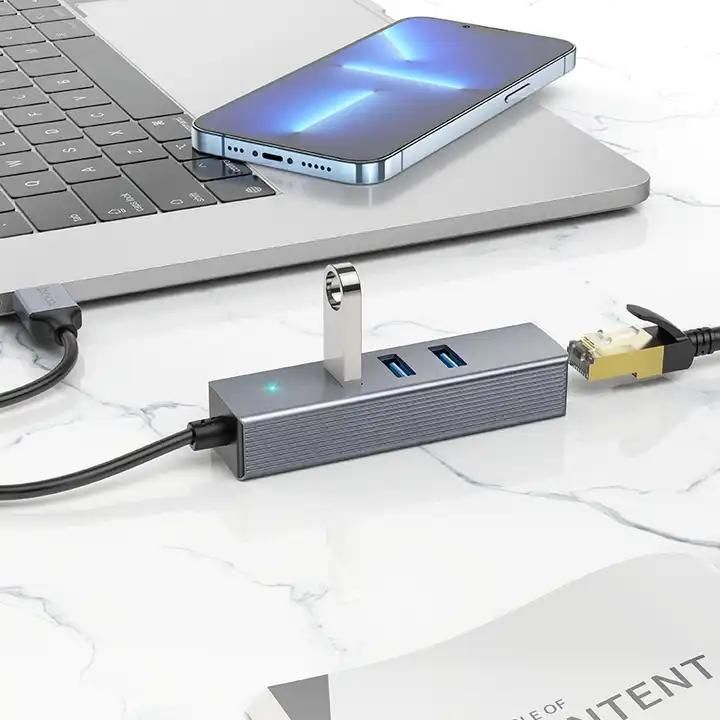 Hub HB34 USB vers USB 3*3.0 J45 HOCO Splitter Adapter