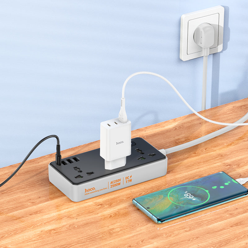 Chargeur USB HOCO AC7A 10A 17W 7 Ports - Noir