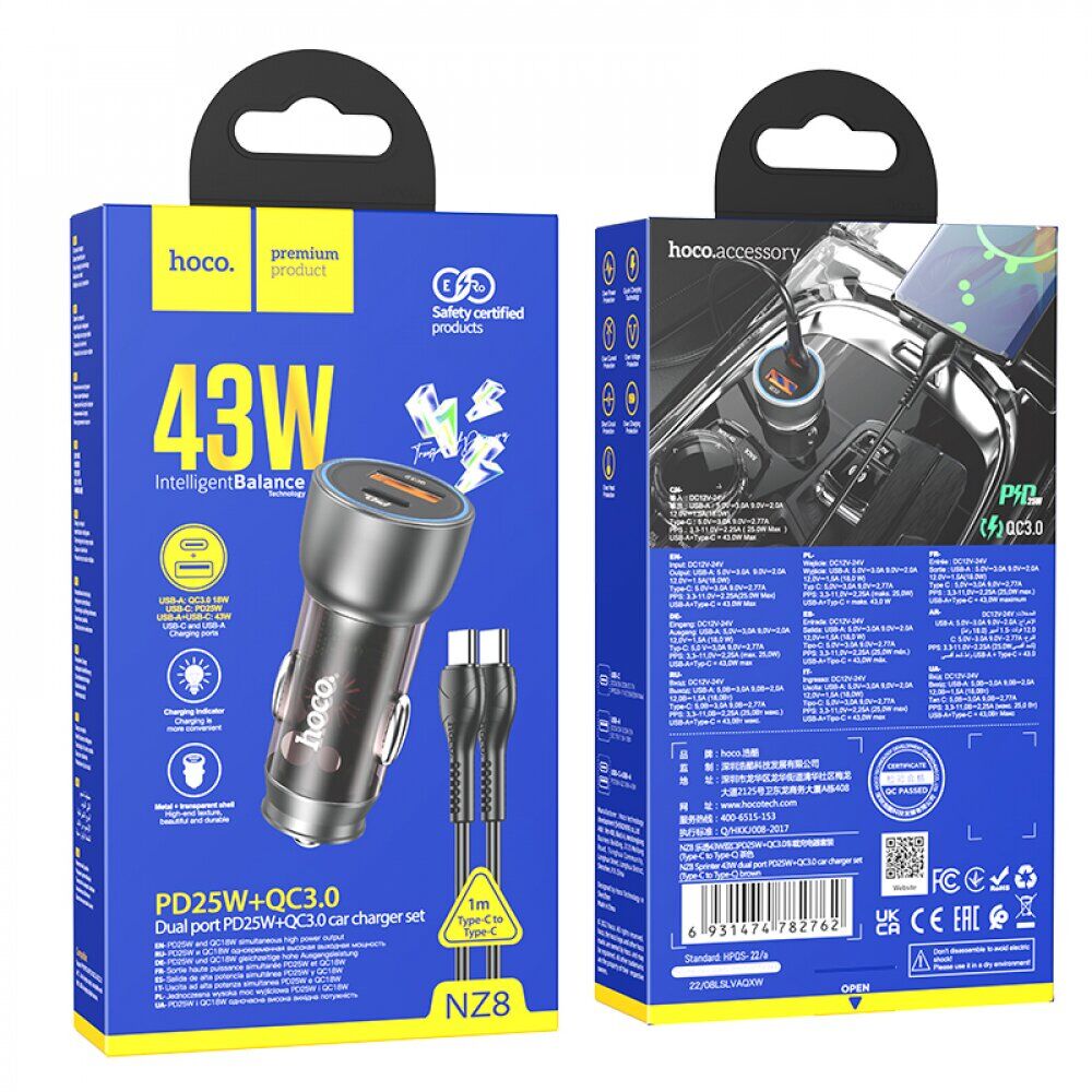 Chargeur de Voiture HOCO NZ8 43W