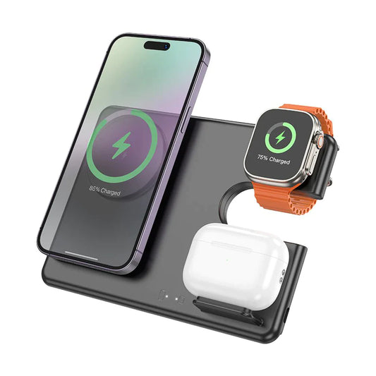 Chargeur sans Fil CQ1 HOCO Rapide Magnétique 3 en 1 pour iPhone et Apple Watch
