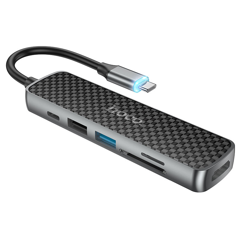 Hub de Type C "HB24 Easy Display" Hoco - HDMI + USB3.0 + USB2.0 + SD + TF + PD