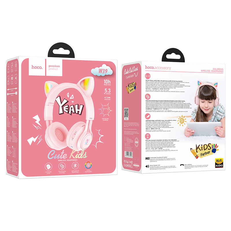 Casques sans fil "W39 Cat Ear" pour enfants