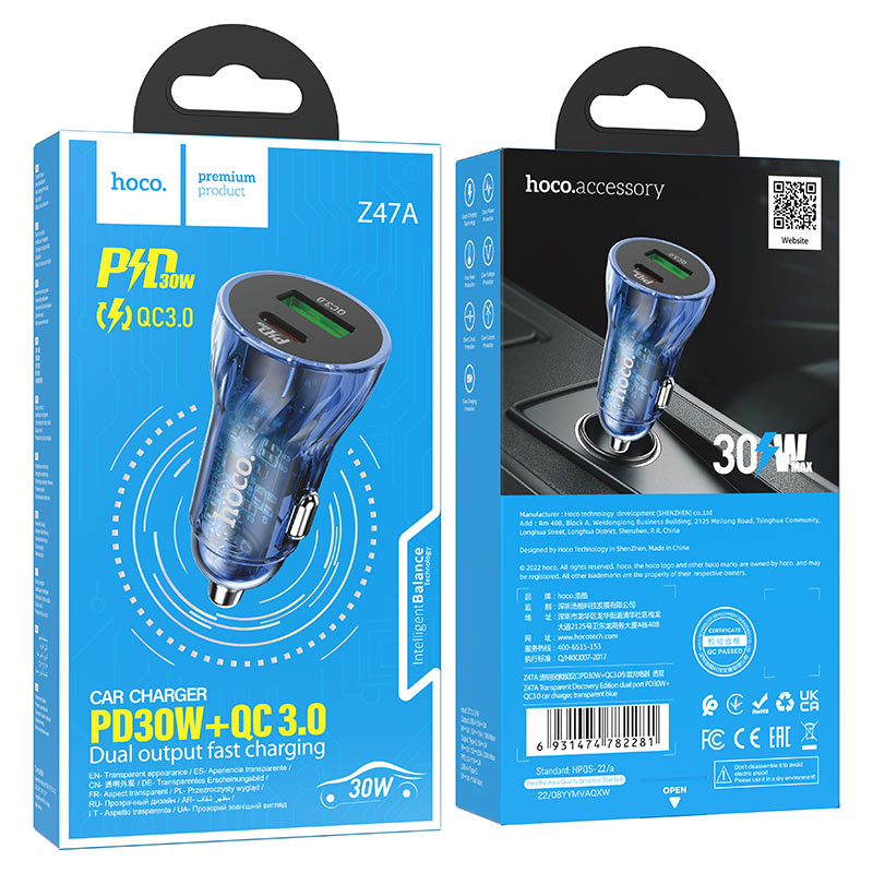 Chargeur de voiture "Z47A Transparent Discovery Edition" PD30W+QC3.0