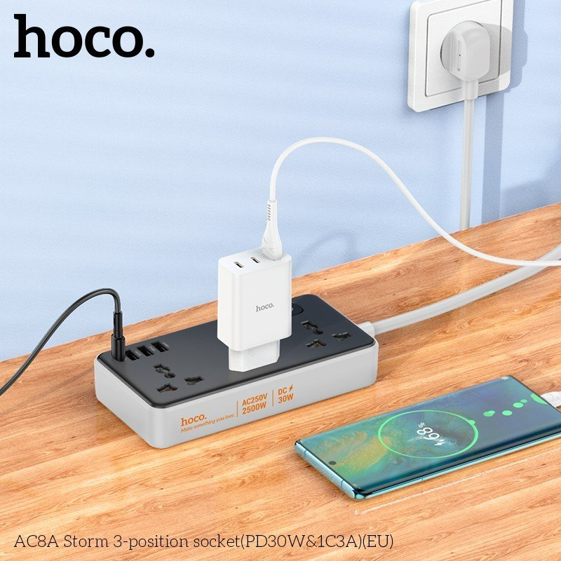 Multiprise AC8A Parasurtenseur Noir - HOCO