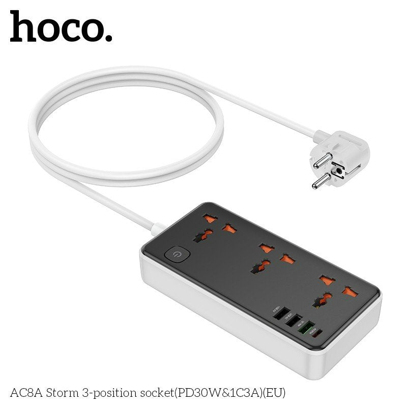Multiprise AC8A Parasurtenseur Noir - HOCO